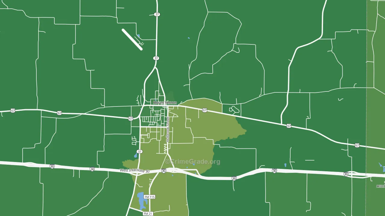 Purley, TX Map of Vehicle Theft Rates