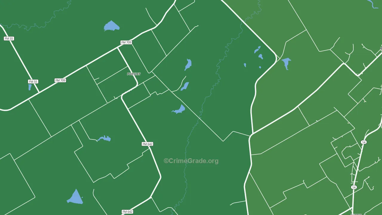 Pursley, TX Map of Vehicle Theft Rates