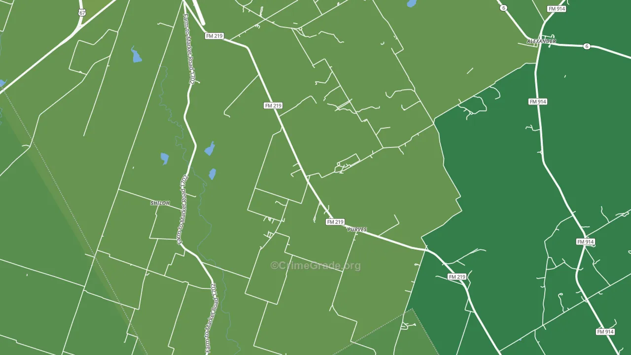 Purves, TX Map of Vehicle Theft Rates