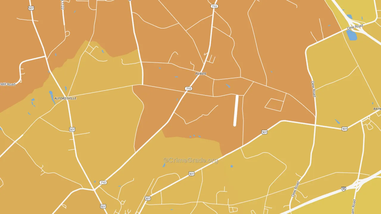 Purvis, NC Map of Vehicle Theft Rates