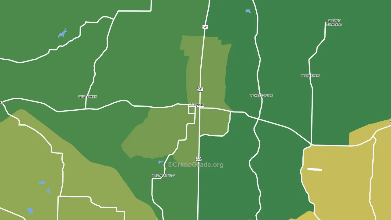 Puryear, TN Map of Vehicle Theft Rates