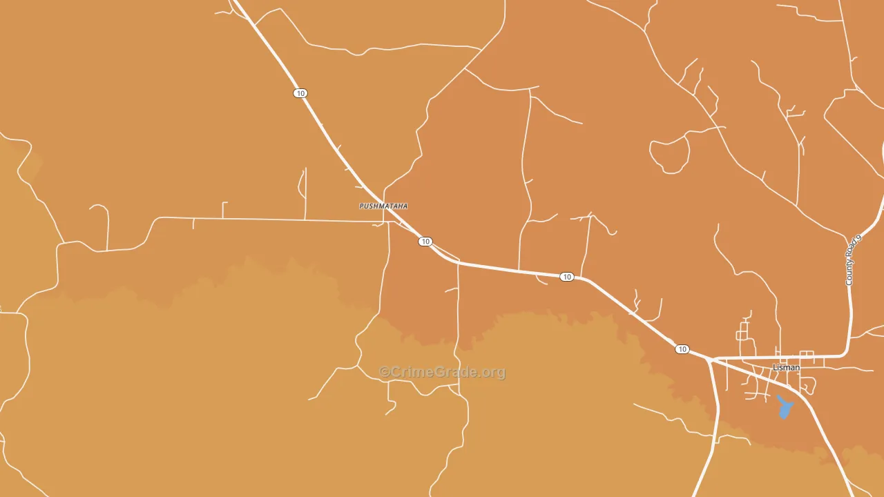 Pushmataha, AL Map of Vehicle Theft Rates