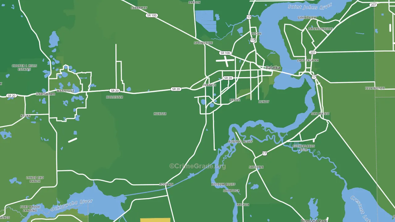 Putnam County, FL Map of Vehicle Theft Rates