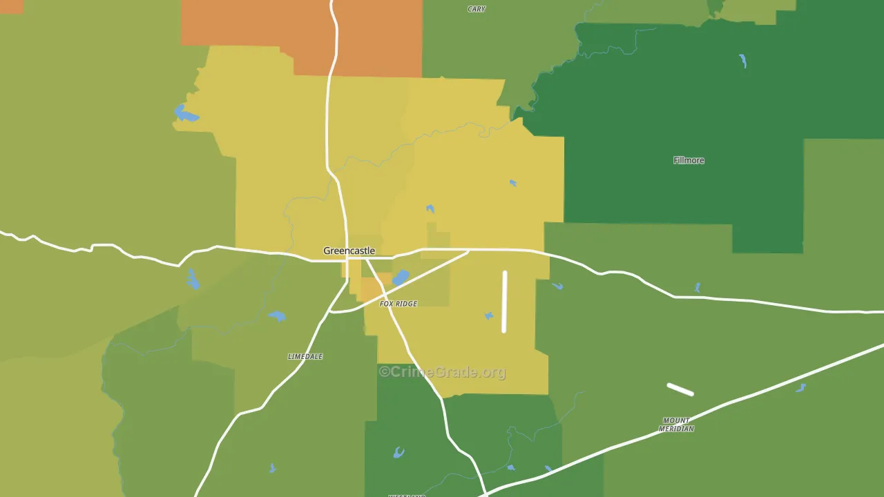 Putnam County, IN Map of Vehicle Theft Rates