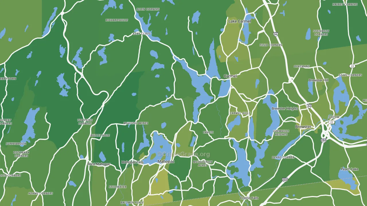 Putnam County, NY Map of Vehicle Theft Rates