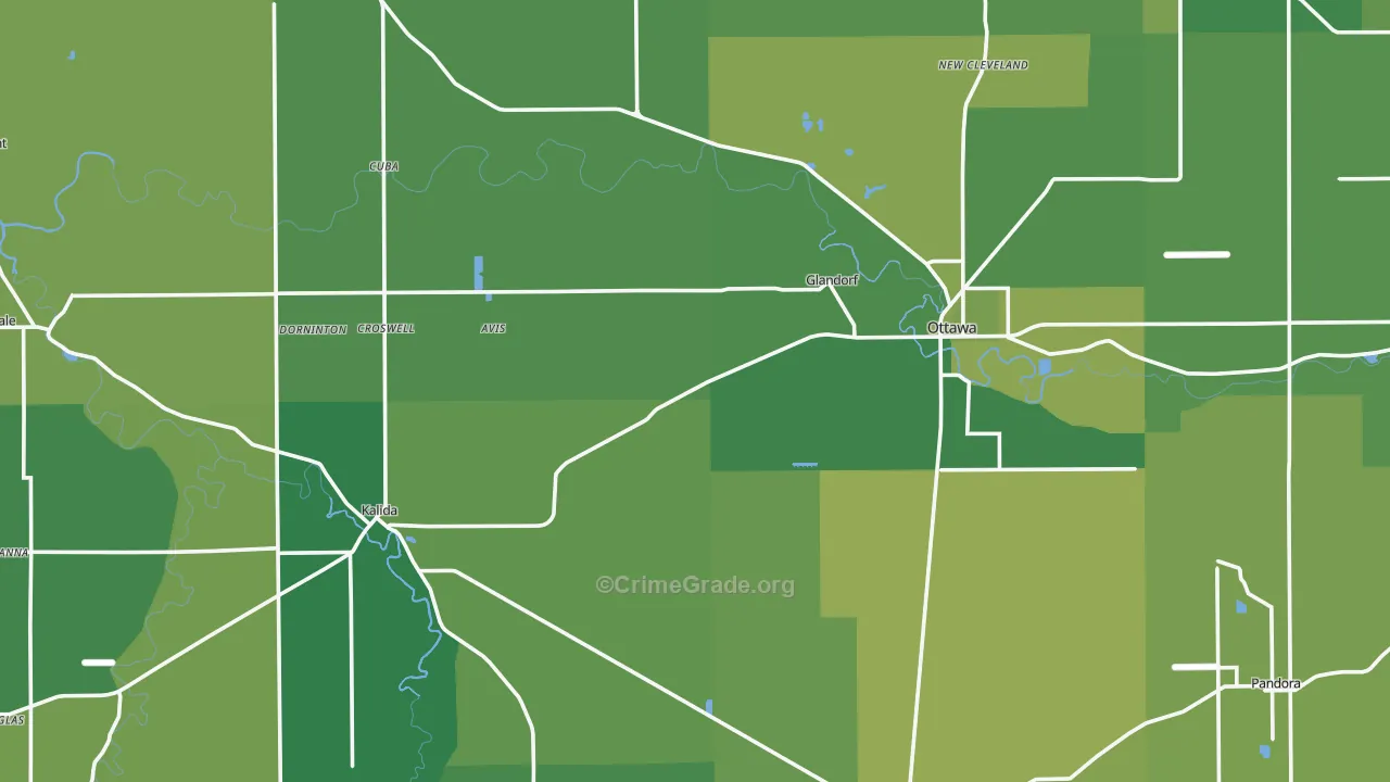 Putnam County, OH Map of Vehicle Theft Rates