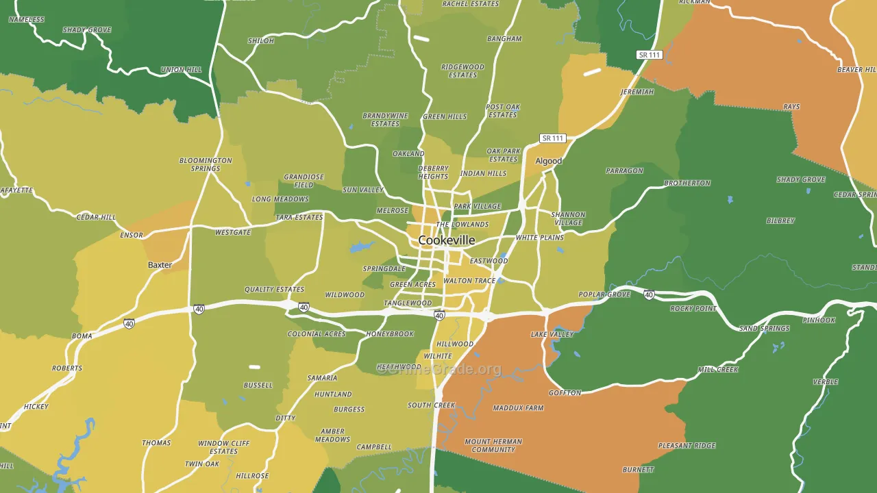 Putnam County, TN Map of Vehicle Theft Rates