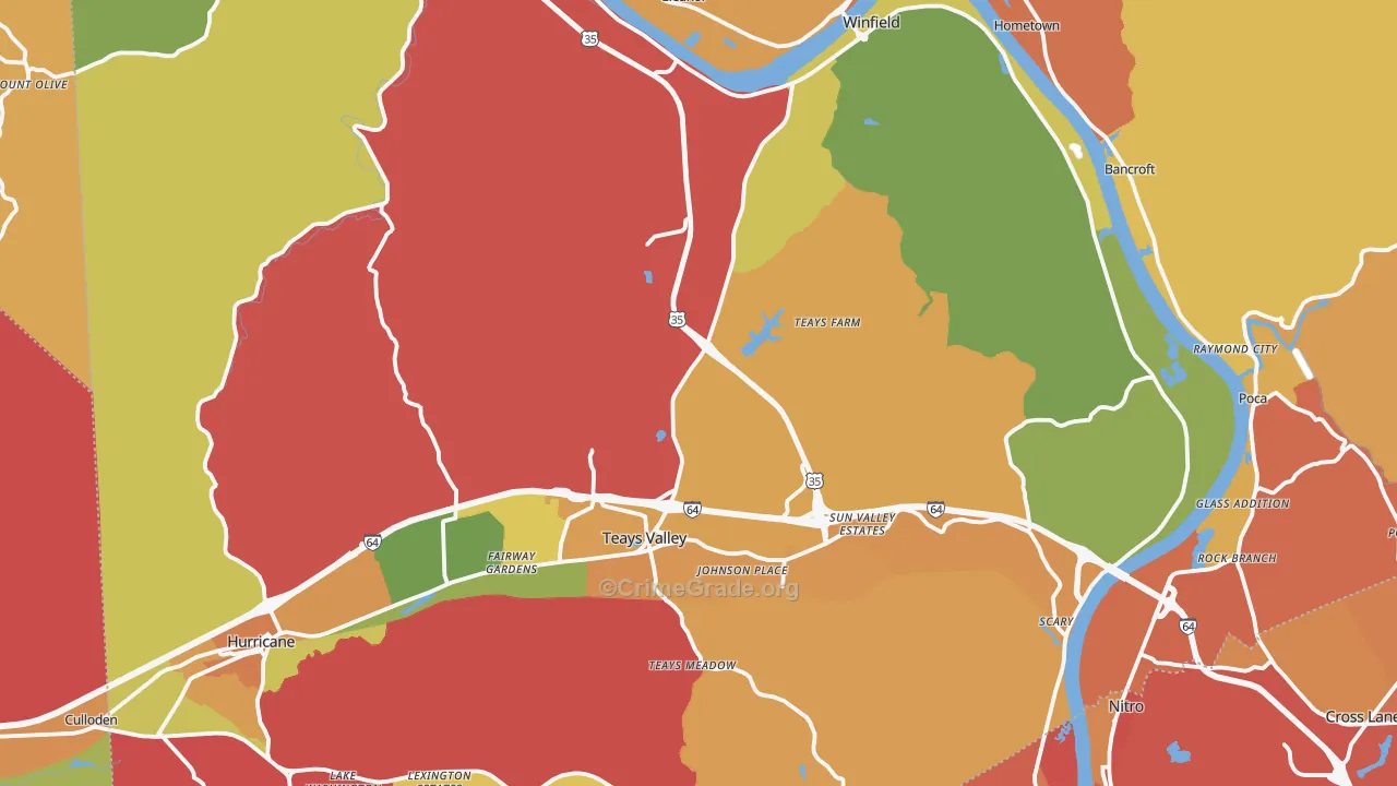 Putnam County, WV Map of Vehicle Theft Rates