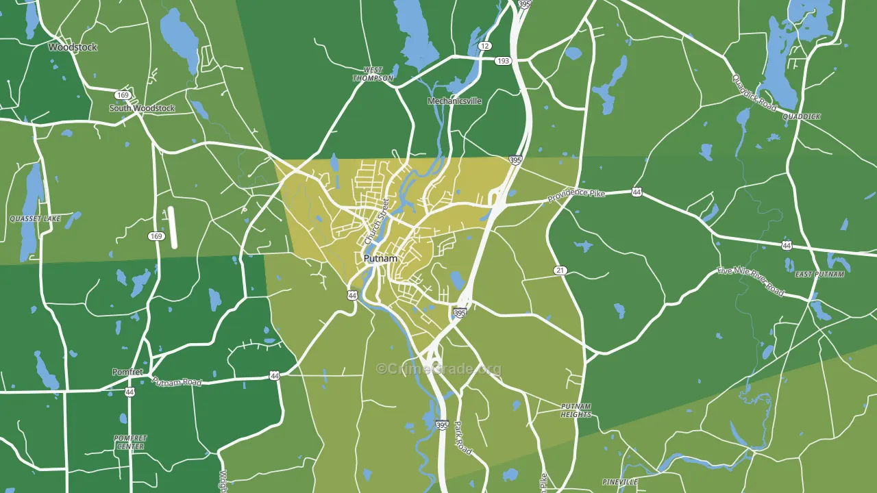 Putnam, CT Map of Vehicle Theft Rates