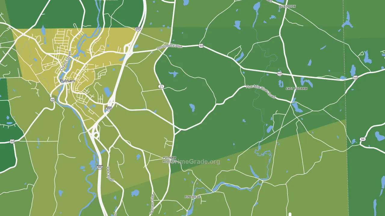 Putnam Heights, CT Map of Vehicle Theft Rates