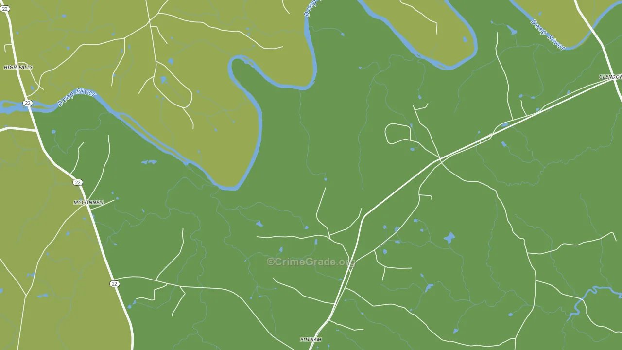 Putnam, NC Map of Vehicle Theft Rates