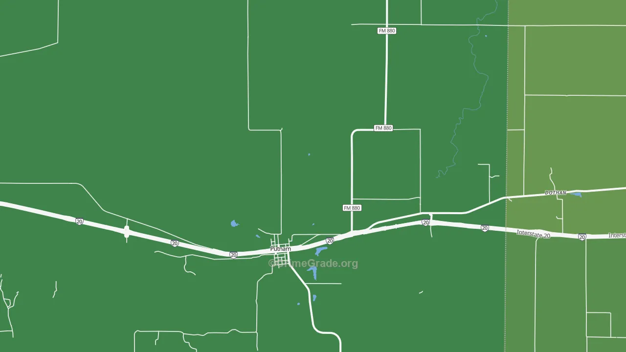 Putnam, TX Map of Vehicle Theft Rates