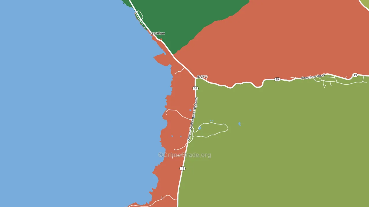 Puukohola Heiau National Historic Site, HI Map of Vehicle Theft Rates