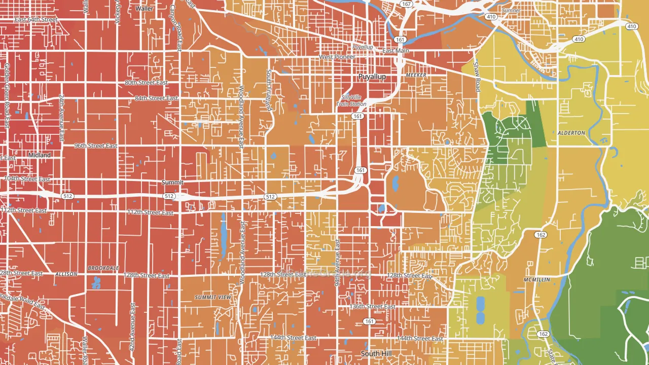 Puyallup, WA Map of Vehicle Theft Rates