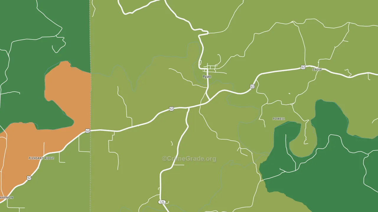 Pyatt, AR Map of Vehicle Theft Rates