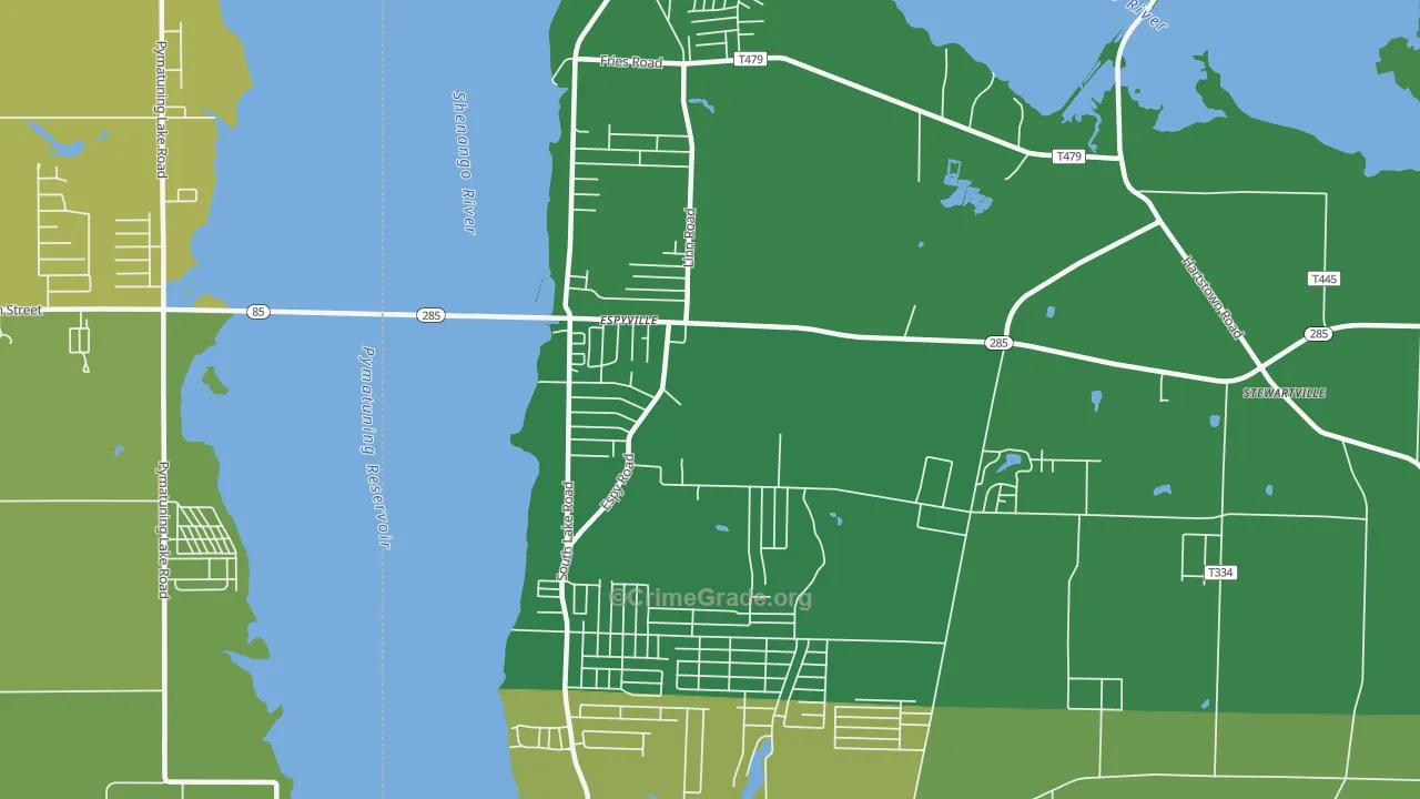 Pymatuning Central, PA Map of Vehicle Theft Rates