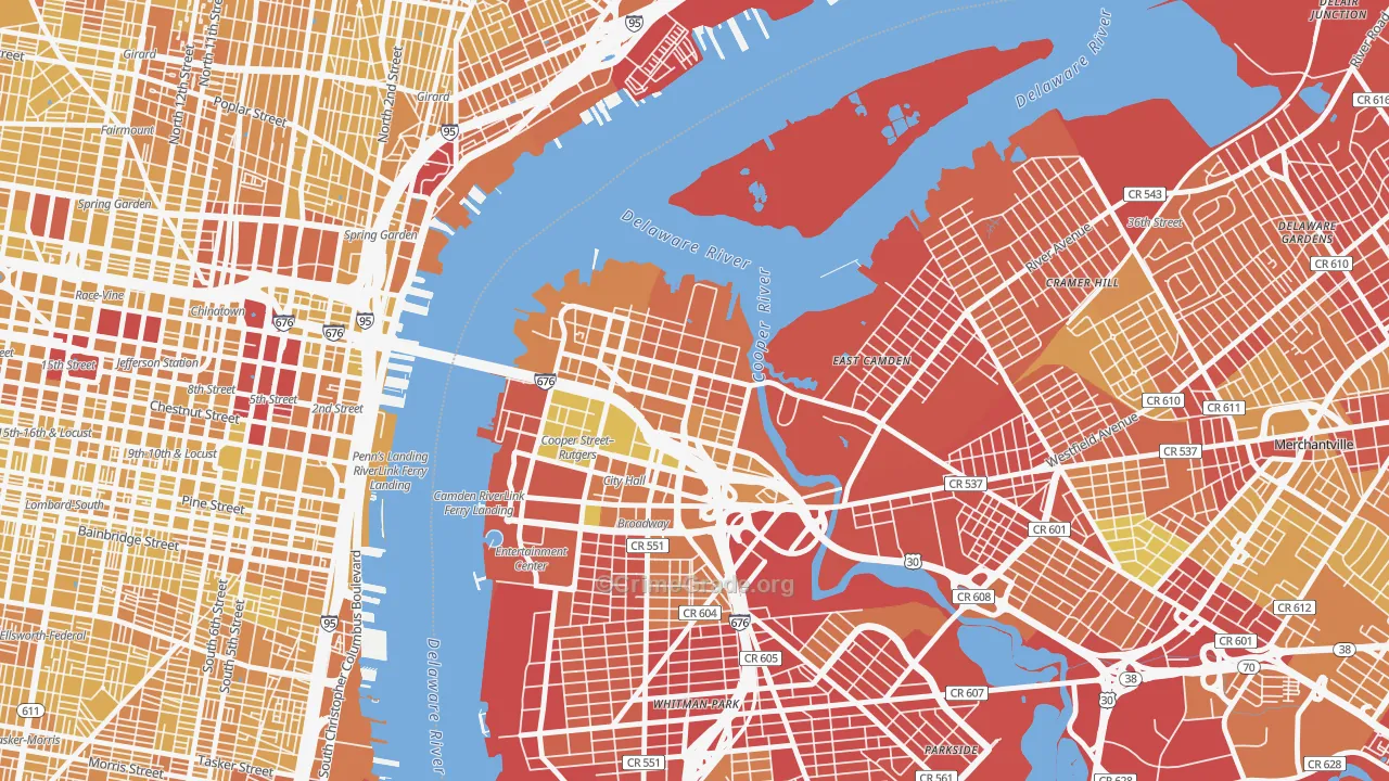 Pyne Poynt, Camden, NJ Map of Vehicle Theft Rates