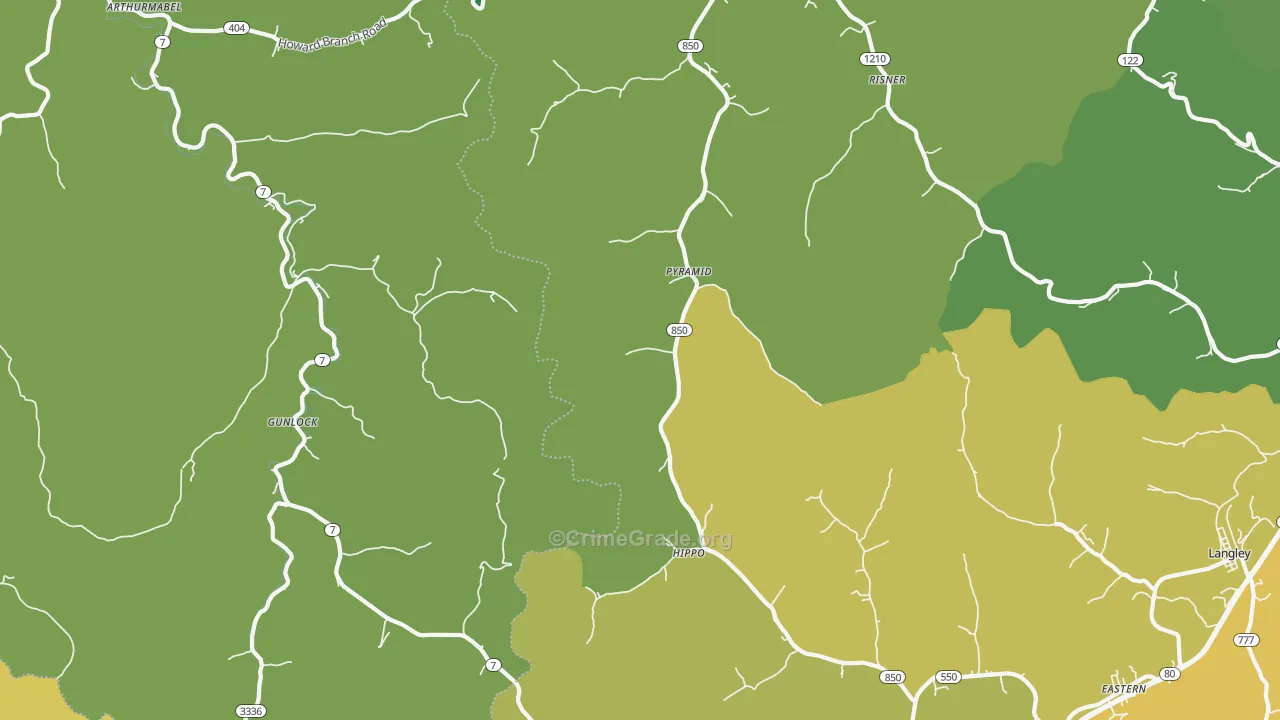 Pyramid, KY Map of Vehicle Theft Rates