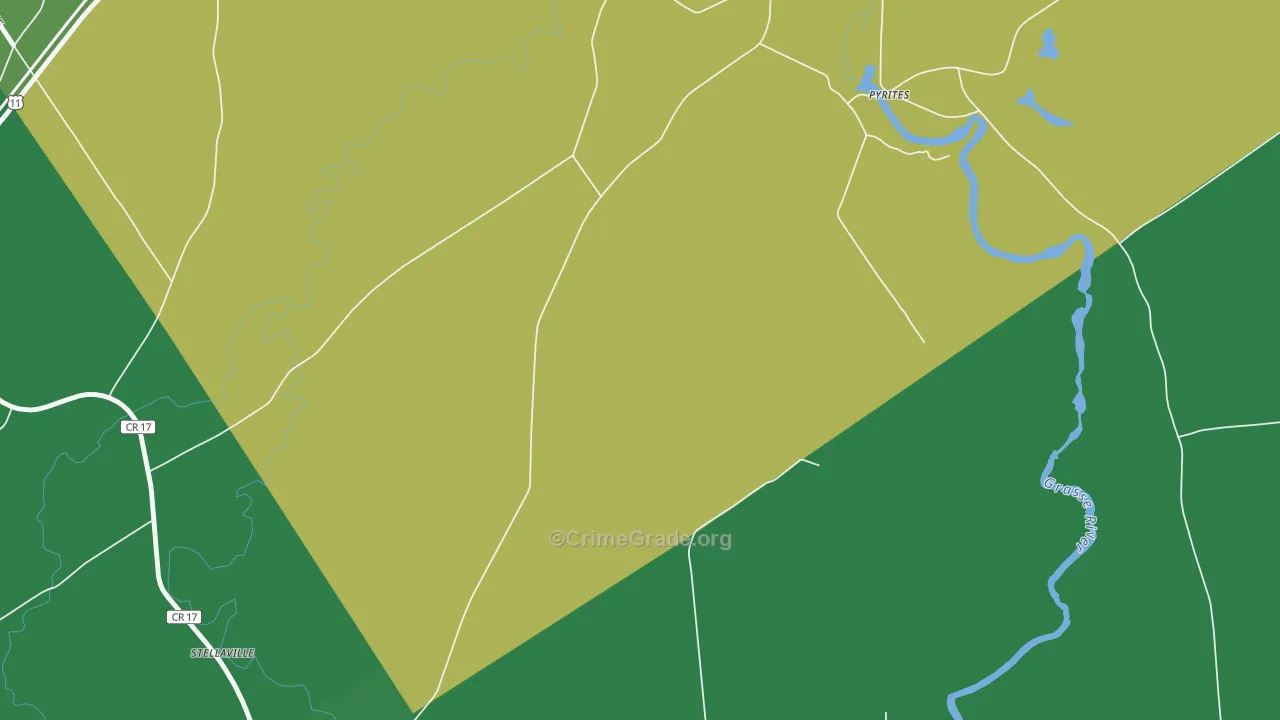 Pyrites, NY Map of Vehicle Theft Rates