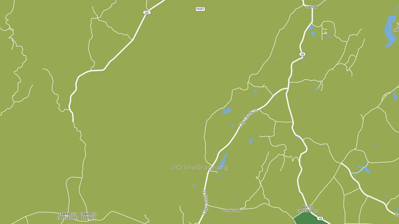 Pyriton, AL Map of Vehicle Theft Rates