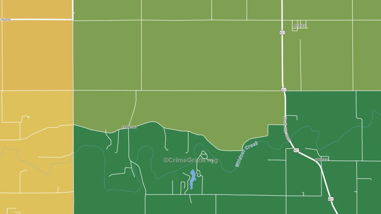 Pyrmont, IN Map of Vehicle Theft Rates