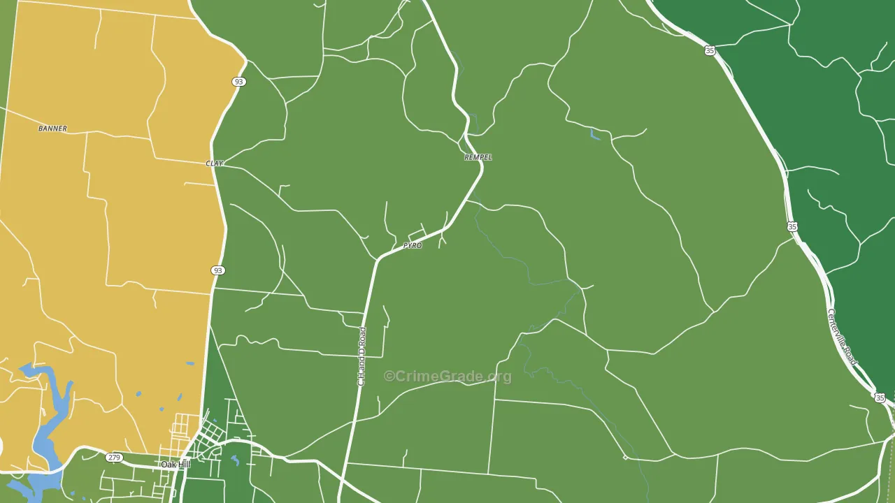 Pyro, OH Map of Vehicle Theft Rates
