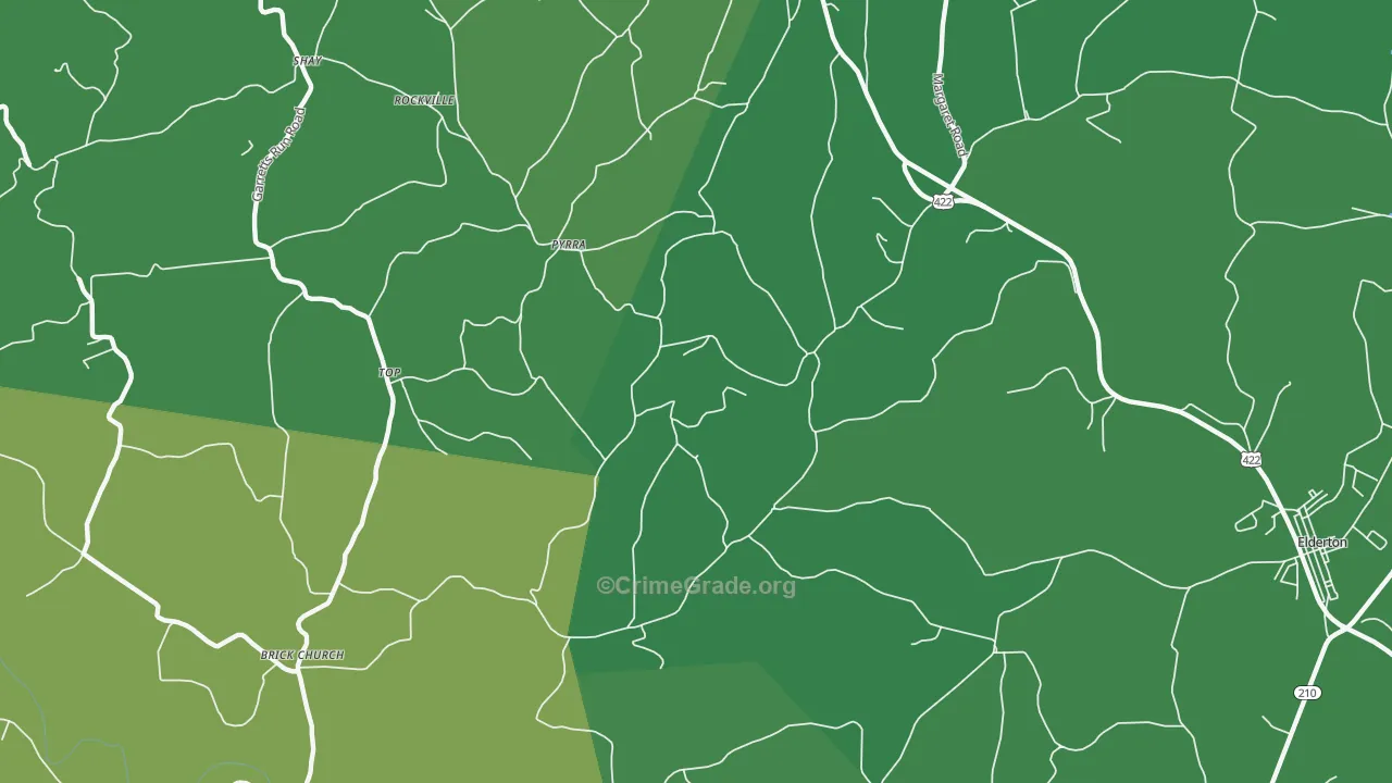 Pyrra, PA Map of Vehicle Theft Rates