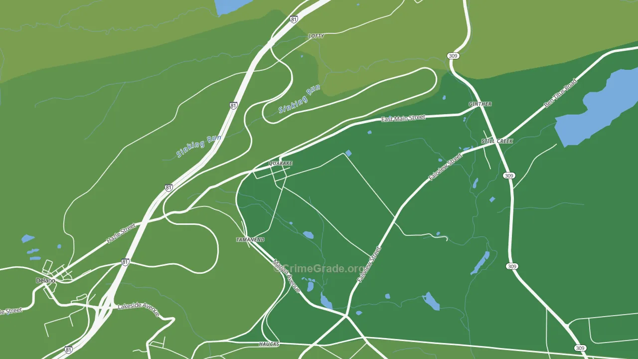 Quakake, PA Map of Vehicle Theft Rates