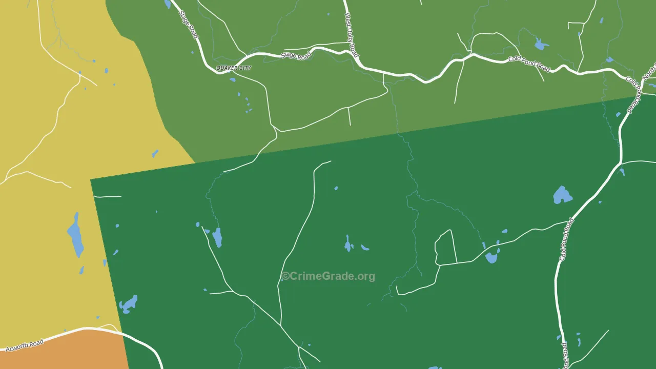 Quaker City, NH Map of Vehicle Theft Rates