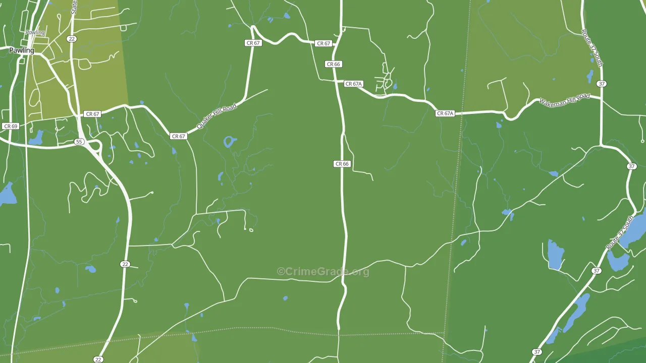 Quaker Hill, NY Map of Vehicle Theft Rates