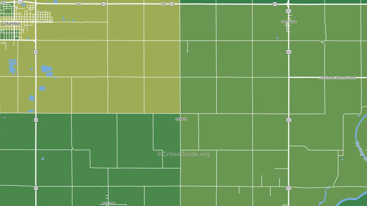 Quaker, KS Map of Vehicle Theft Rates