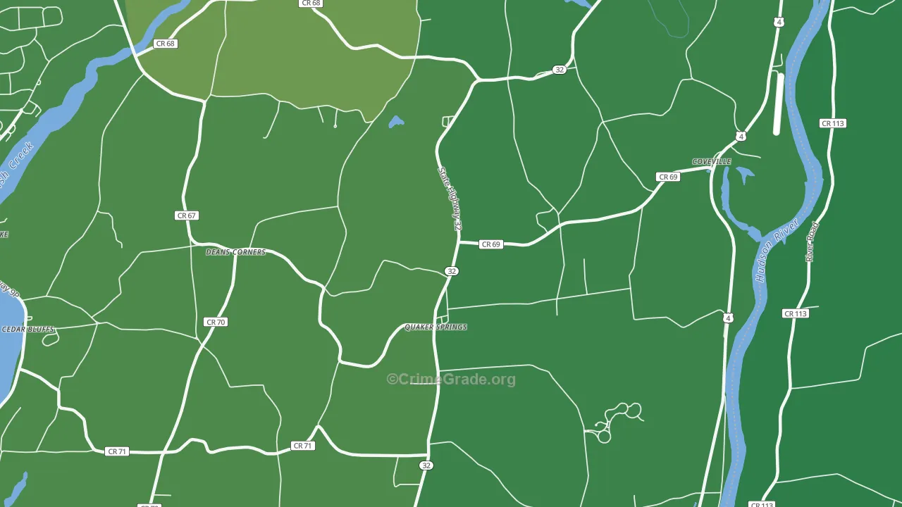 Quaker Springs, NY Map of Vehicle Theft Rates