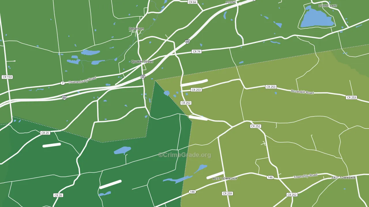 Quaker Street, NY Map of Vehicle Theft Rates