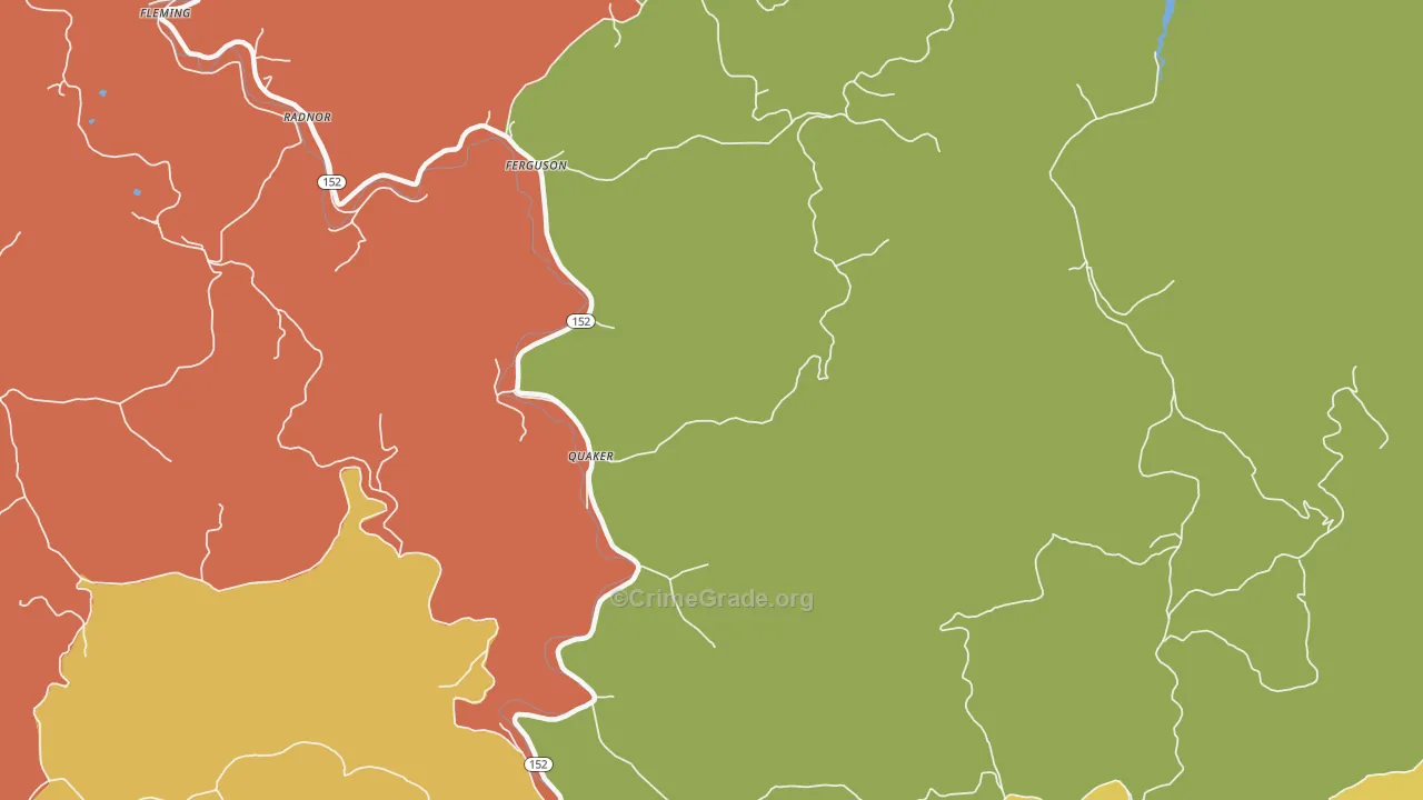 Quaker, WV Map of Vehicle Theft Rates
