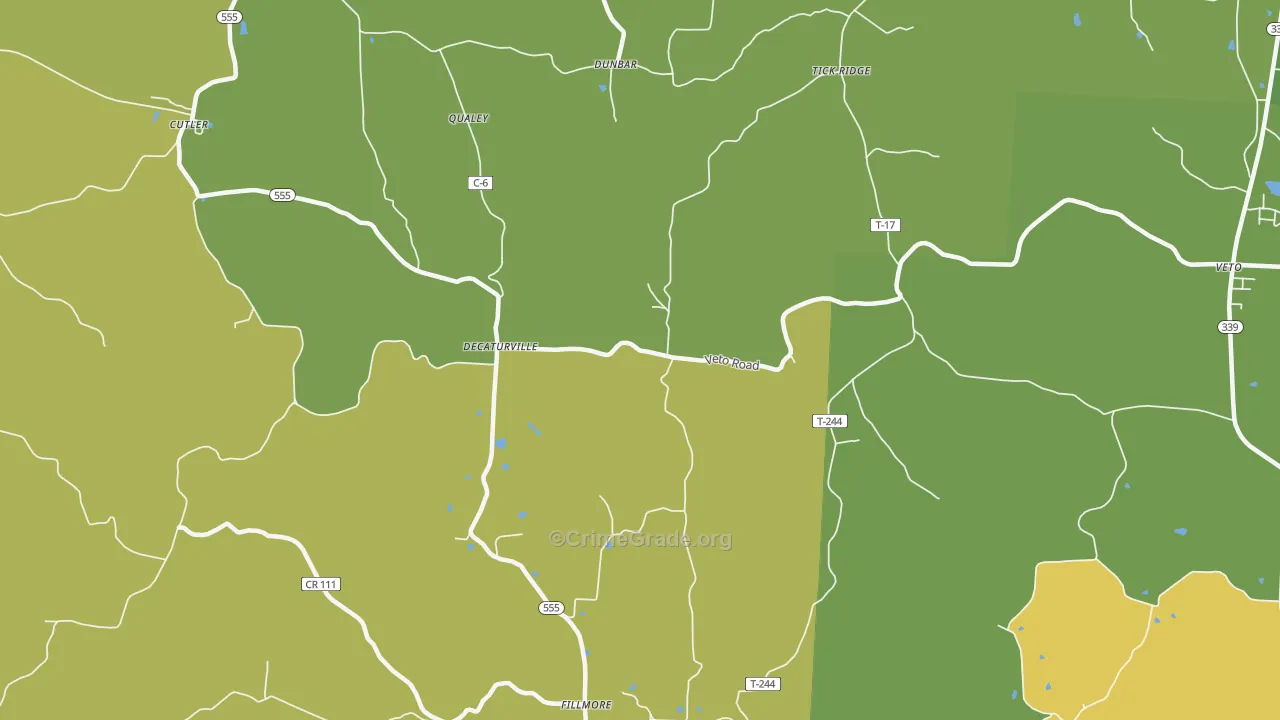 Qualey, OH Map of Vehicle Theft Rates