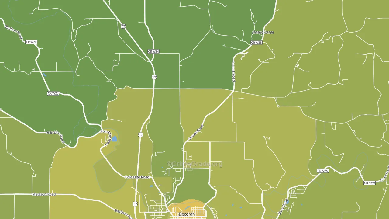 Quandahl, IA Map of Vehicle Theft Rates