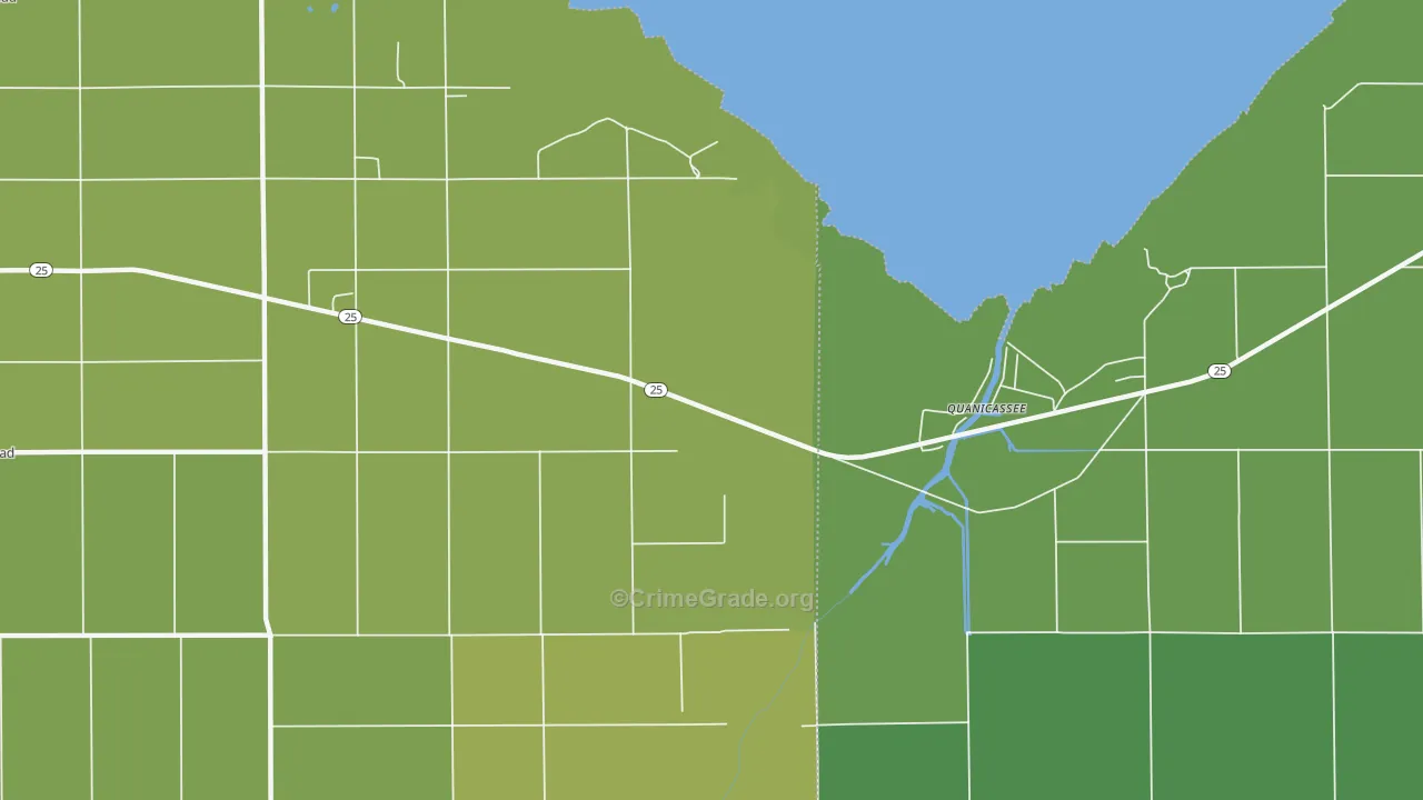 Quanicassee, MI Map of Vehicle Theft Rates