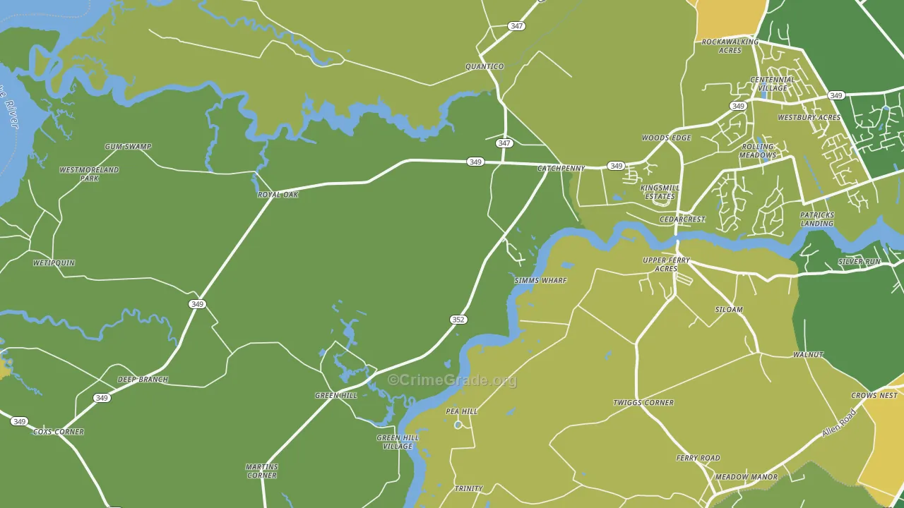 Quantico, MD Map of Vehicle Theft Rates