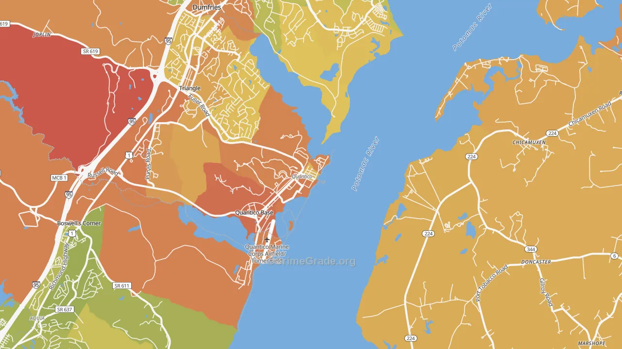 Quantico, VA Map of Vehicle Theft Rates