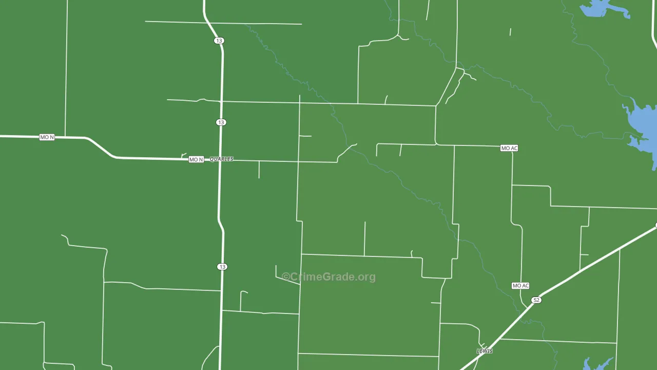 Quarles, MO Map of Vehicle Theft Rates