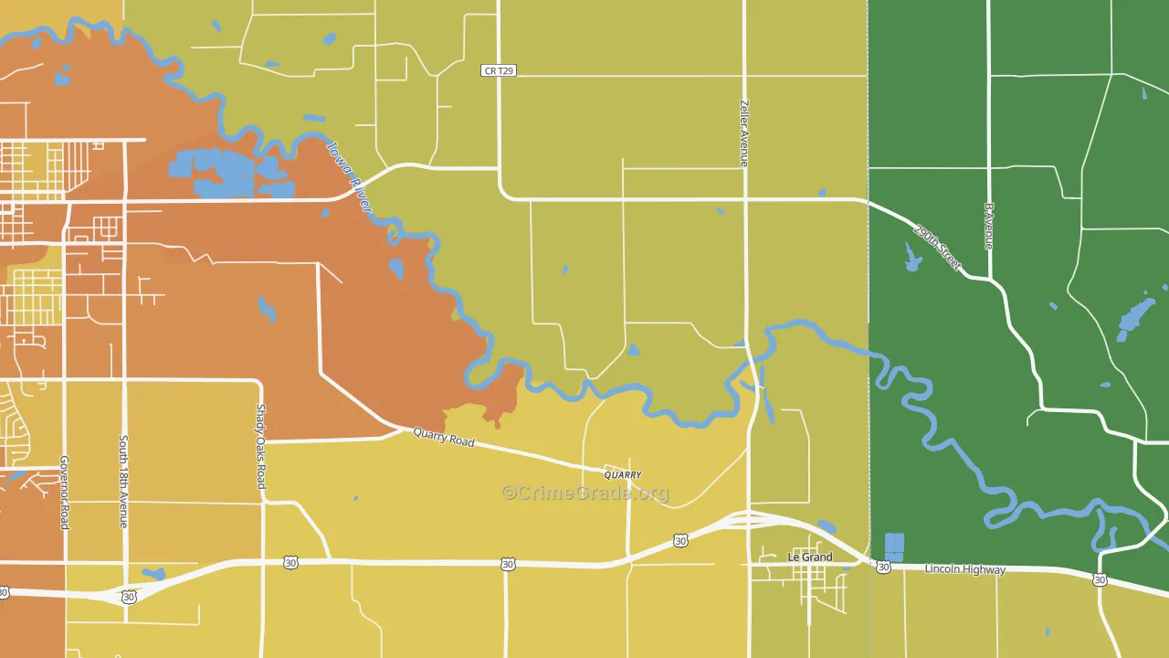 Quarry, IA Map of Vehicle Theft Rates