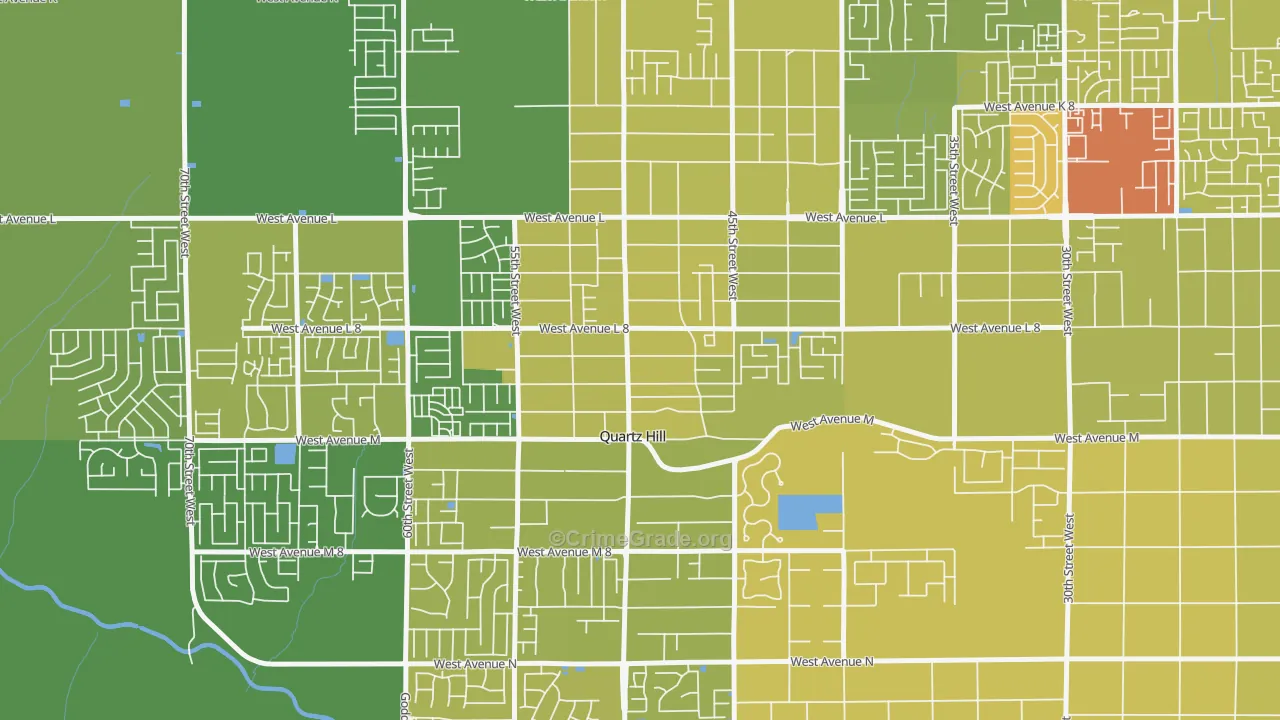 Quartz Hill, CA Map of Vehicle Theft Rates