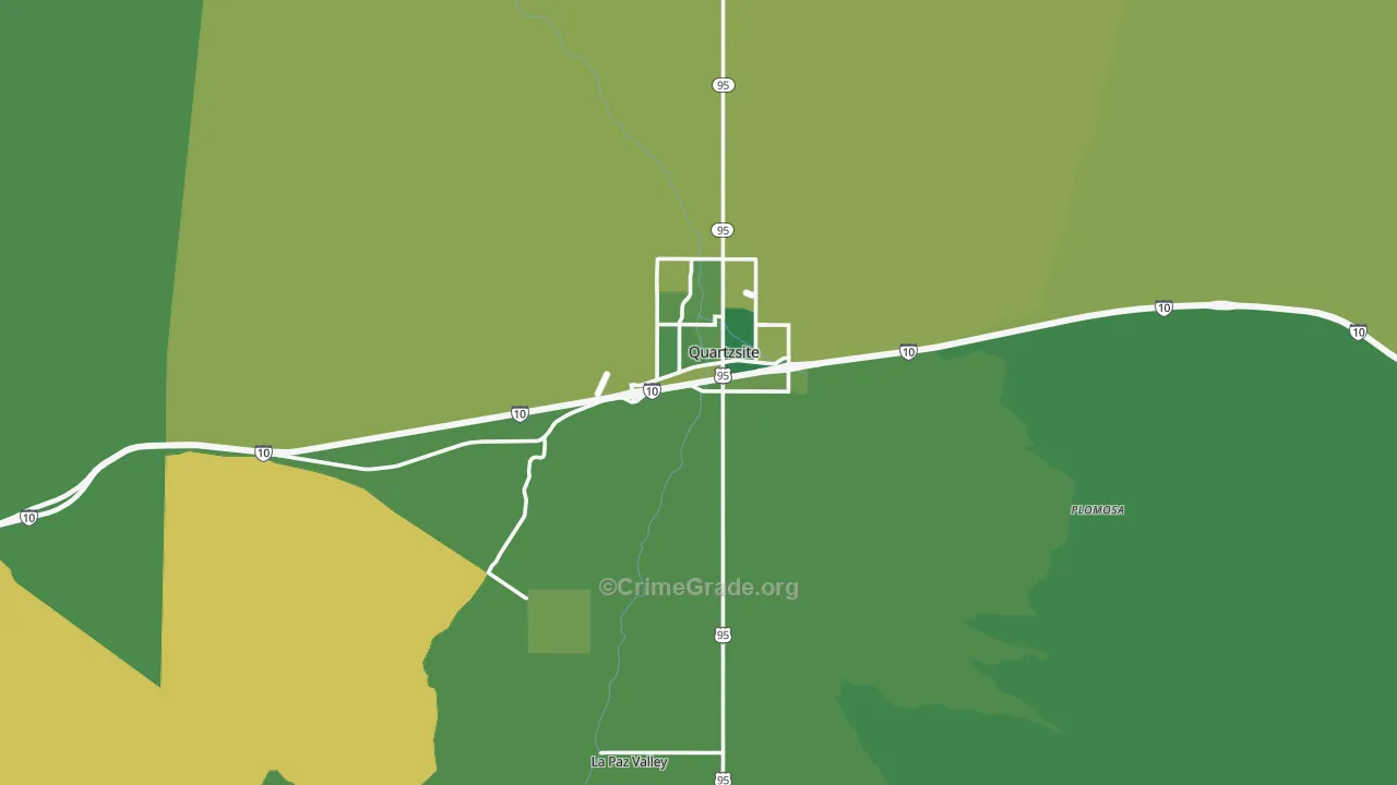 Quartzsite, AZ Map of Vehicle Theft Rates