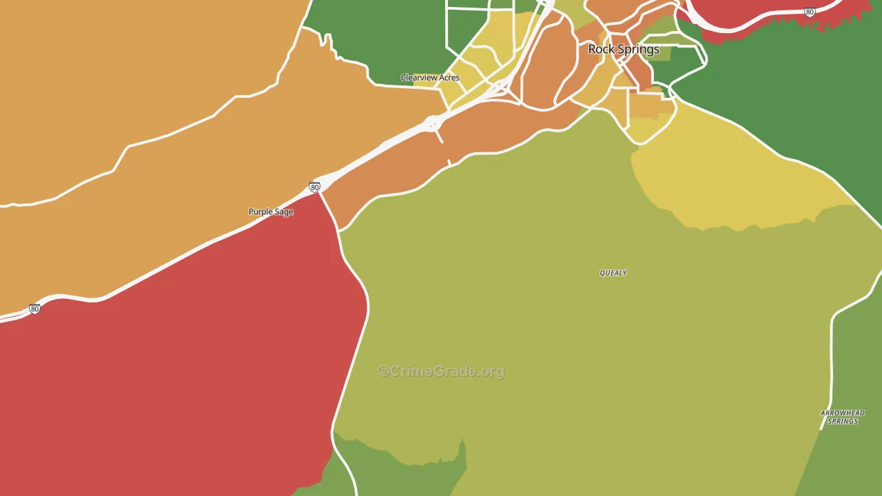 Quealy, WY Map of Vehicle Theft Rates