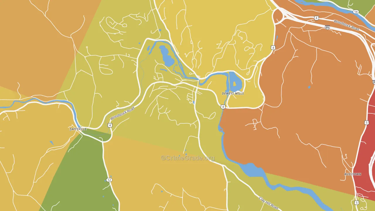Quechee, VT Map of Vehicle Theft Rates