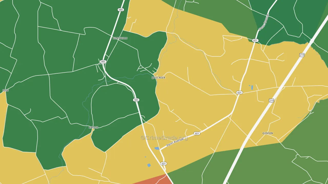 Quecreek, PA Map of Vehicle Theft Rates