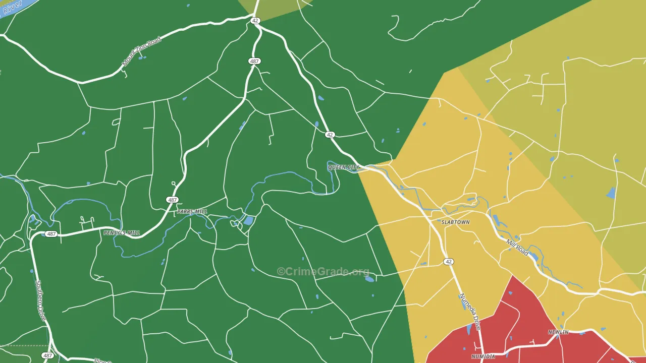 Queen City, PA Map of Vehicle Theft Rates