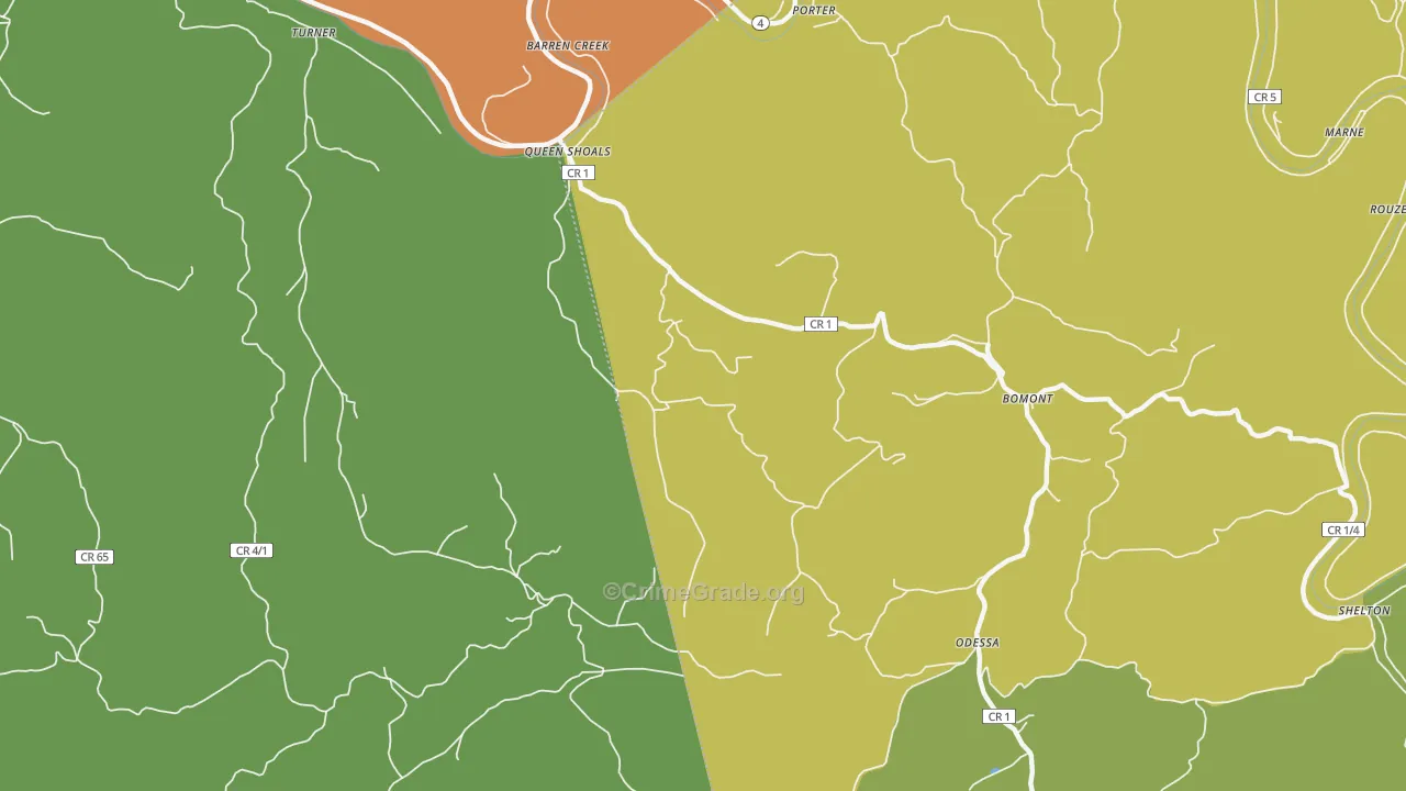 Queen Shoals, WV Map of Vehicle Theft Rates