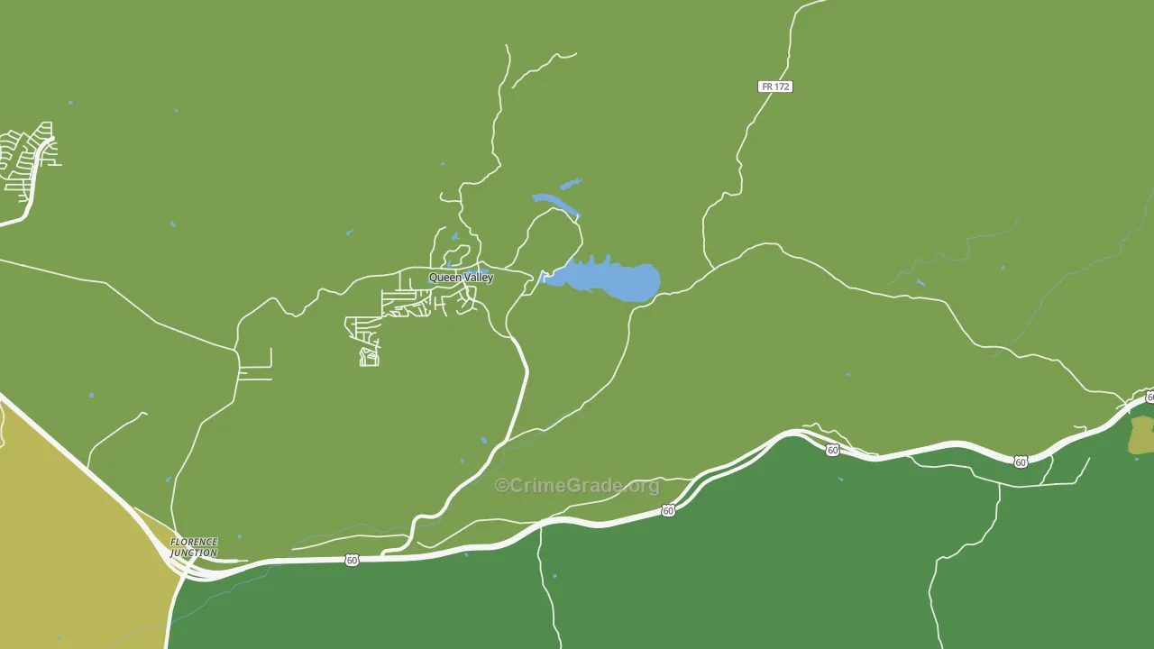 Queen Valley, AZ Map of Vehicle Theft Rates