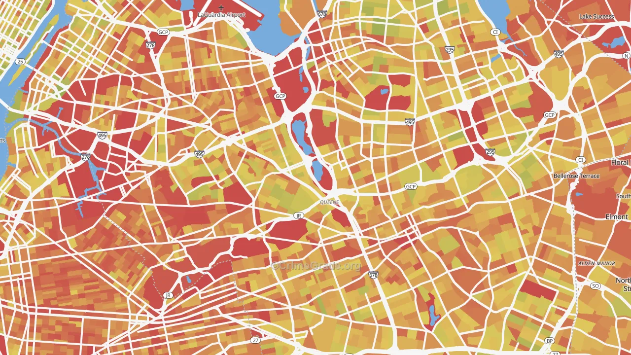 Queens County, NY Map of Vehicle Theft Rates